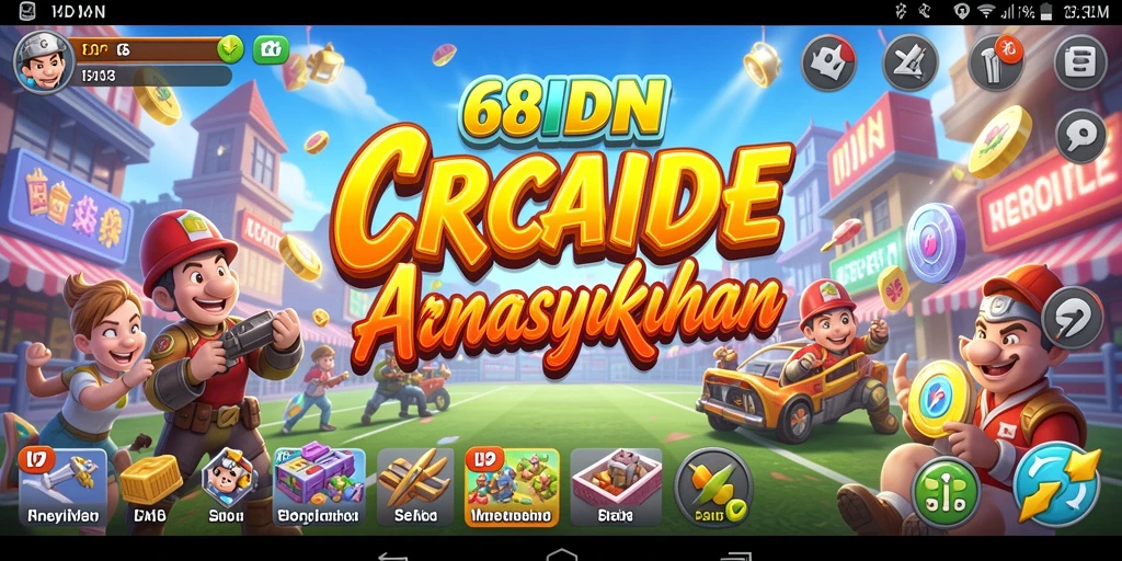 Screenshot utama 68IDN menampilkan karakter beraksi dalam gameplay Arcade yang seru.