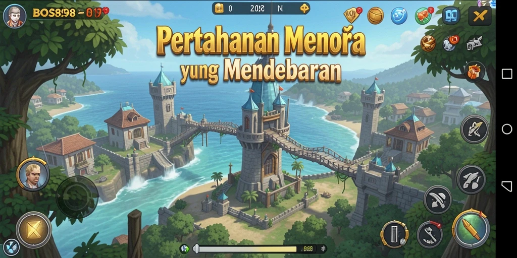 Screenshot gameplay yang menampilkan aksi Tower Defense dari BOS898.