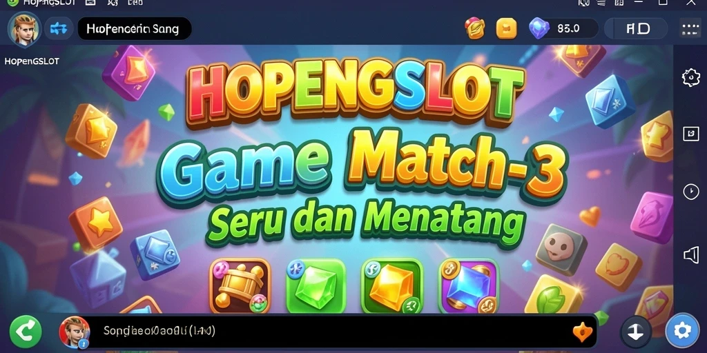Tampilan seru gameplay HOPENGSLOT di level Match-3.