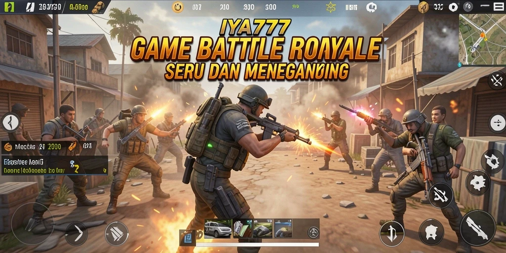 Screenshot gameplay IYA777 menampilkan aksi Battle Royale yang intens.