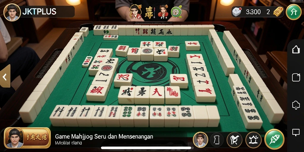 Screenshot gameplay JKTPLUS menampilkan aksi seru permainan Mahjong.