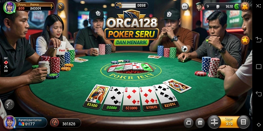 Tampilan gameplay poker yang seru dan mendebarkan di ORCA128.