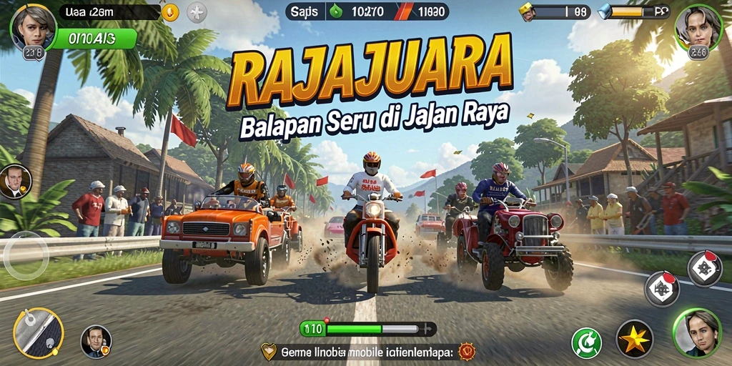 Gameplay seru dengan balapan penuh tantangan di RAJAJUARA.