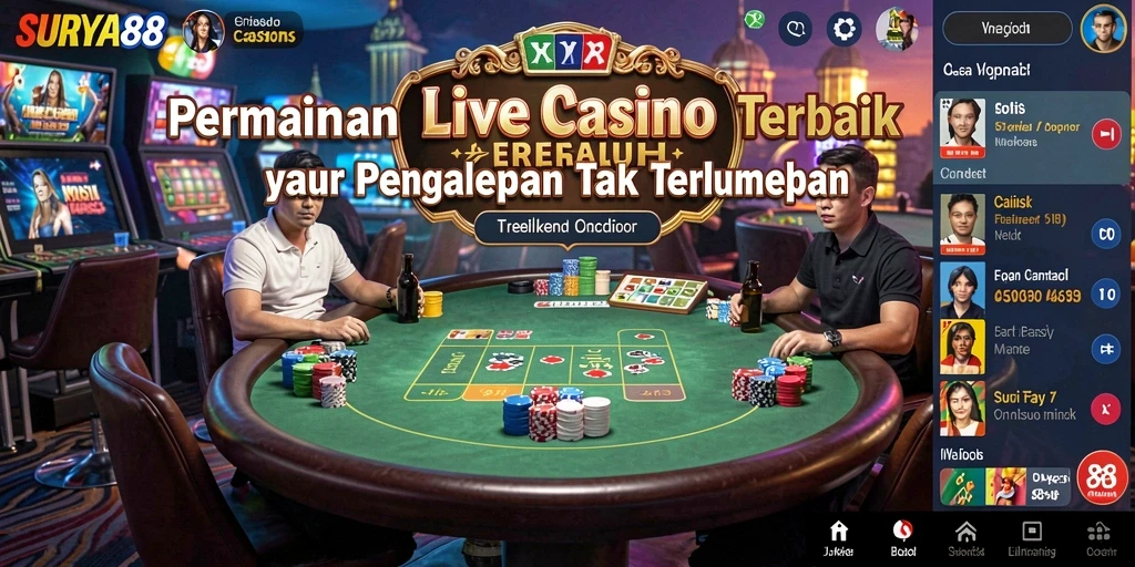 Tampilan mendebarkan permainan Live Casino di SURYA88.