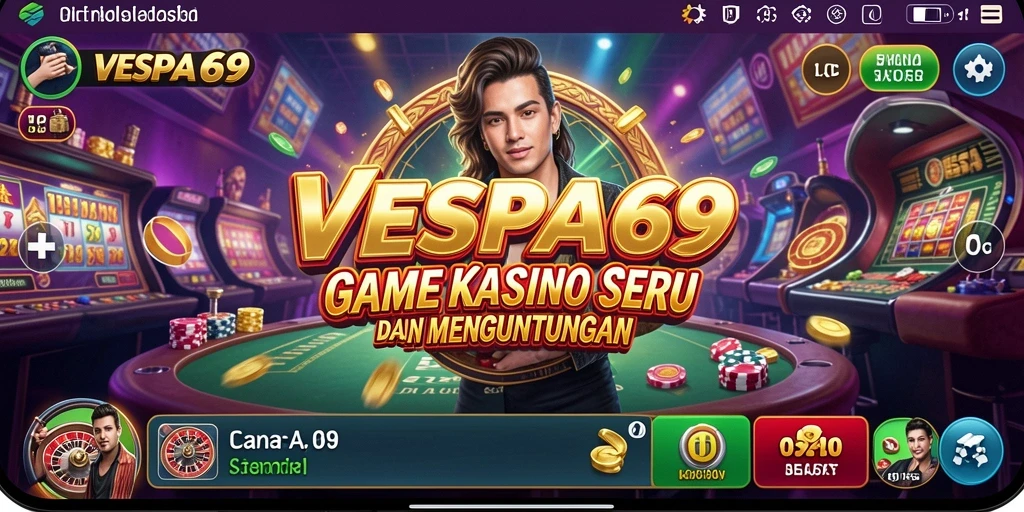 Screenshot utama VESPA69 menampilkan gameplay Kasino yang mengesankan.