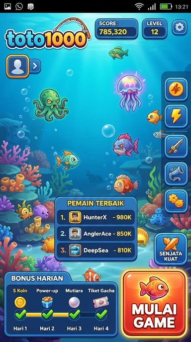 Tampilan antarmuka aplikasi toto1000 yang sederhana dan efektif.